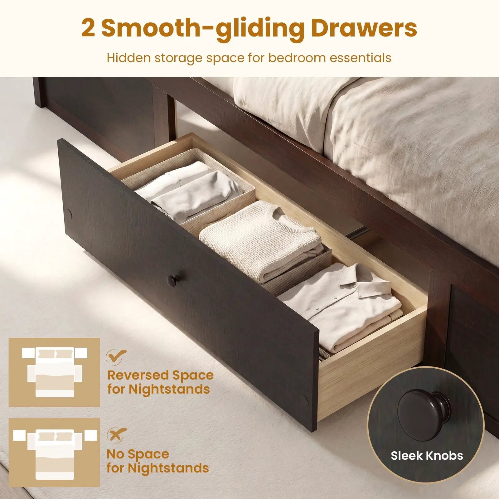Full Size Rattan Bed Frame with Storage Drawers by DirectDeals