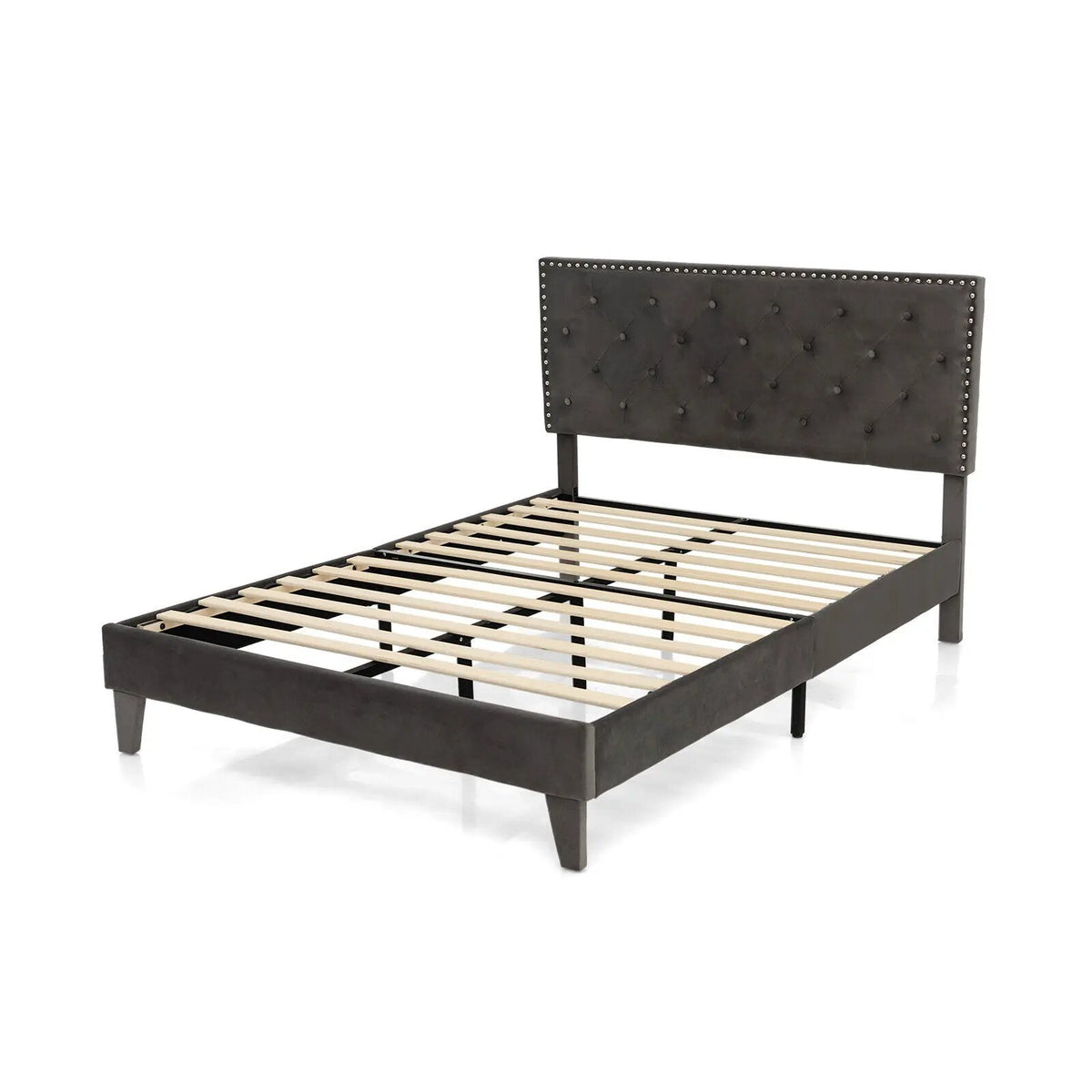 Full/Queen Size Upholstered Platform Bed with Tufted Headboard, photo 3 of 9
