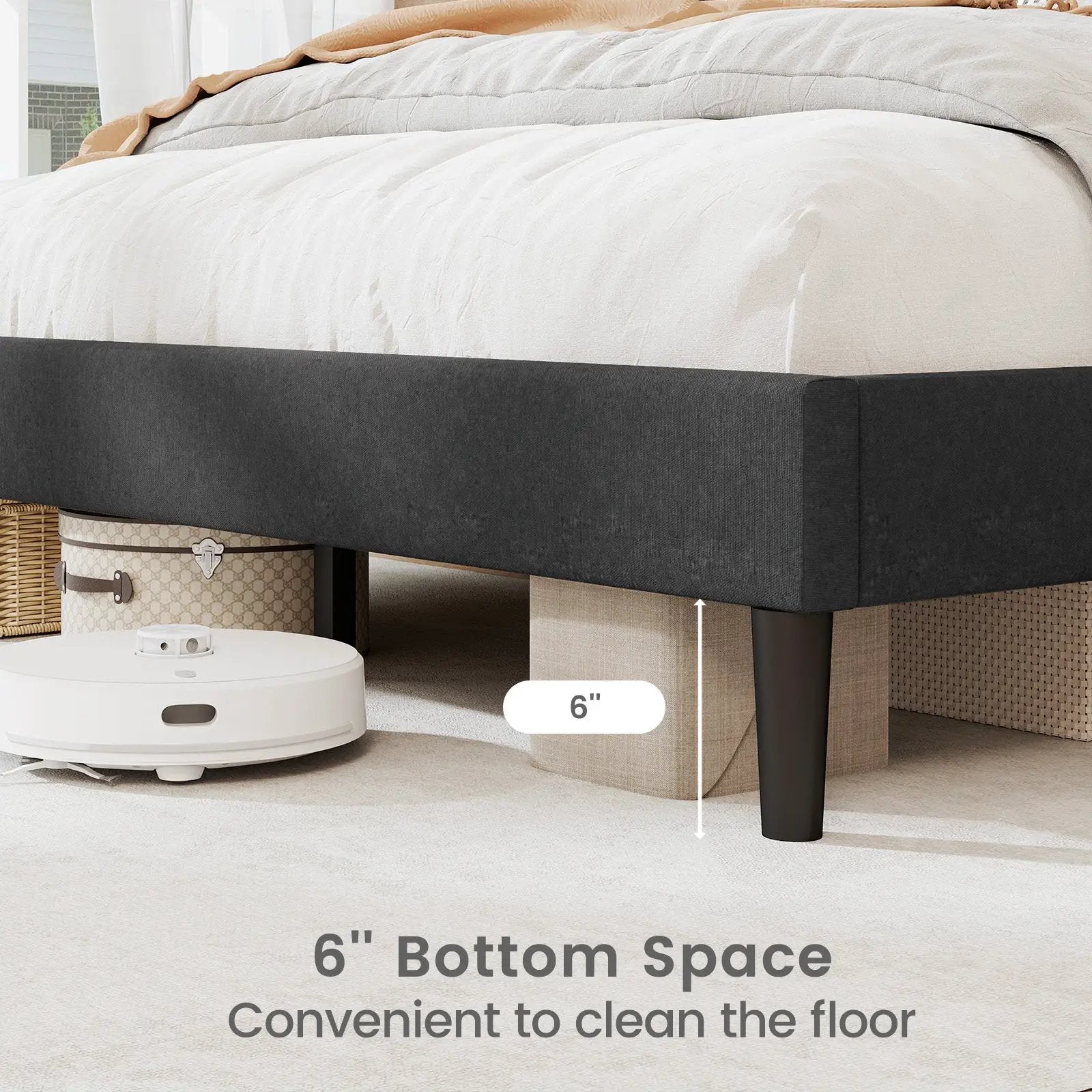 Twin/Full/Queen Size Upholstered Platform Bed Frame with High Headboard by DirectDeals