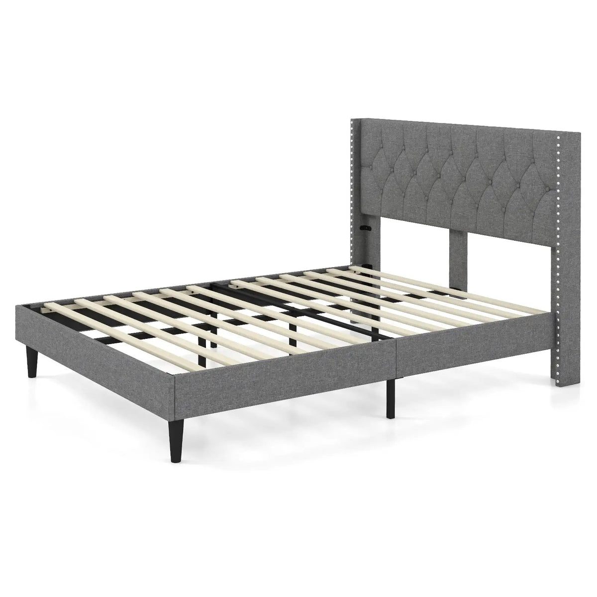 Full/Queen Size Upholstered Platform Bed with Button Tufted Headboard, photo 9 of 9