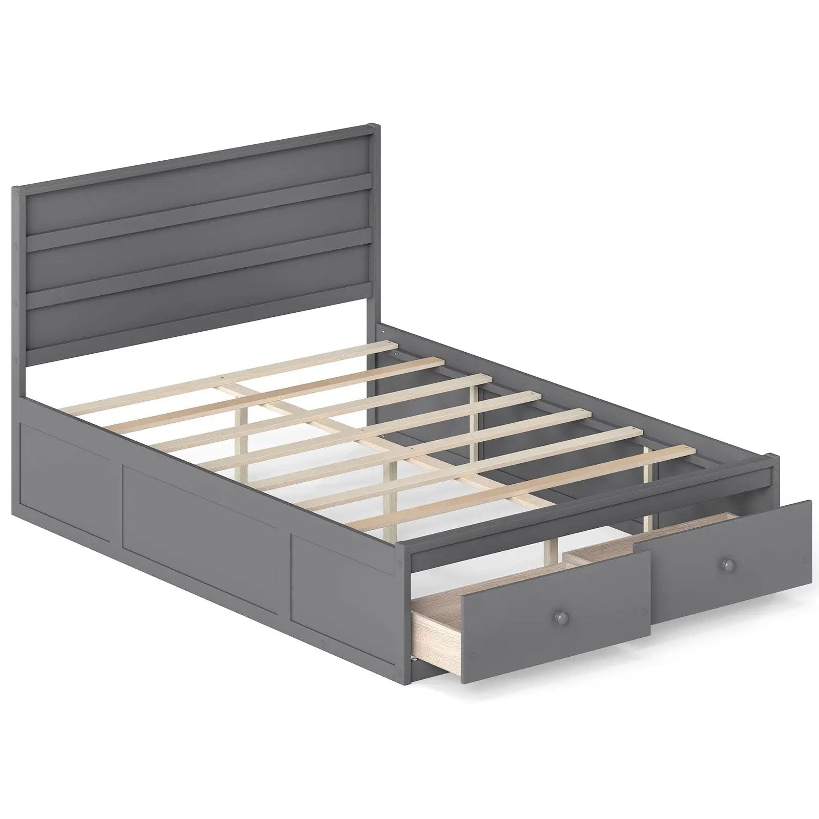 Full Size Wooden Platform Bed Frame with Storage Drawers by DirectDeals