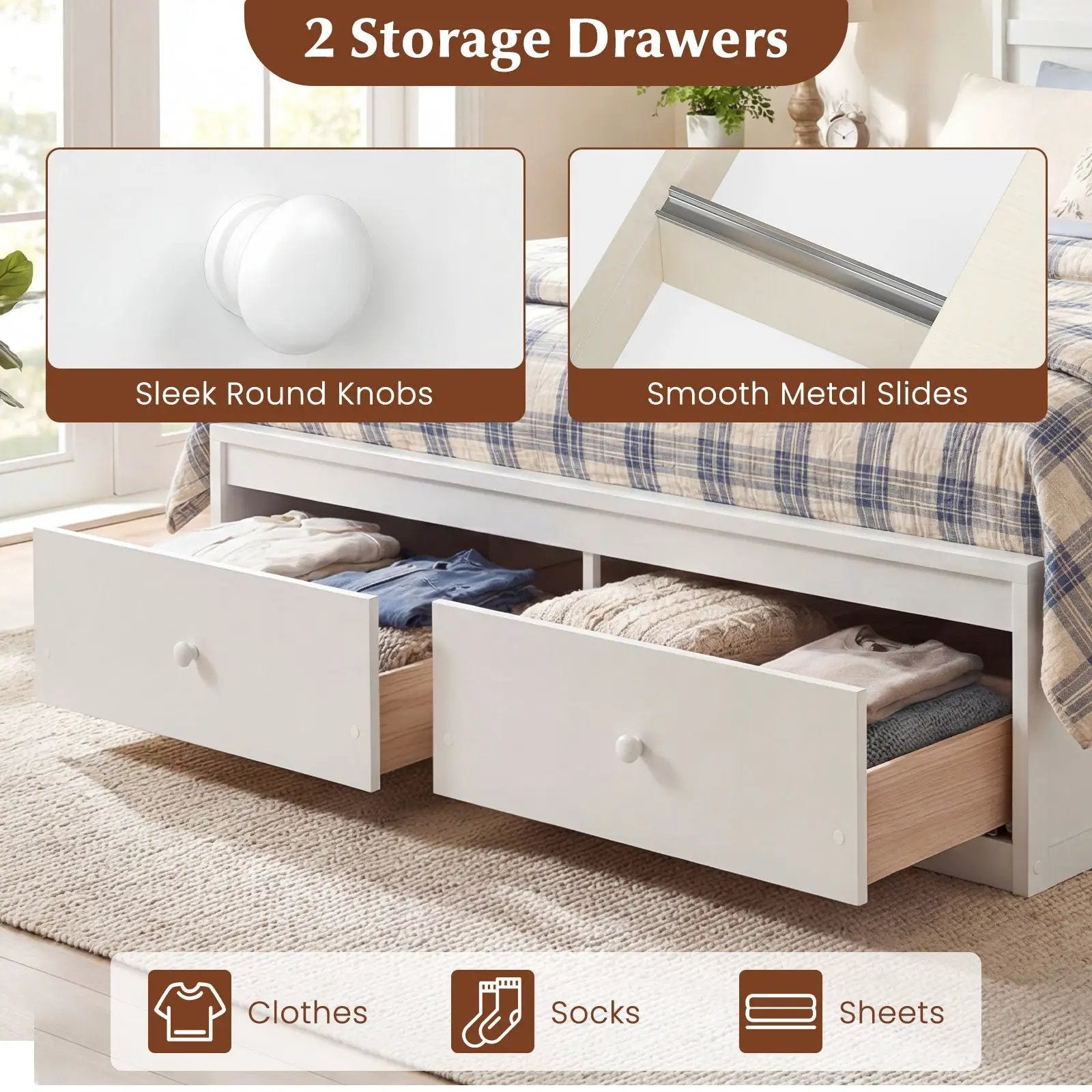Full Size Wooden Platform Bed Frame with Storage Drawers by DirectDeals