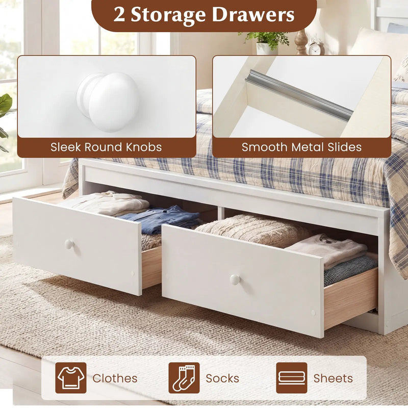 Full Size Wooden Platform Bed Frame with Storage Drawers by DirectDeals