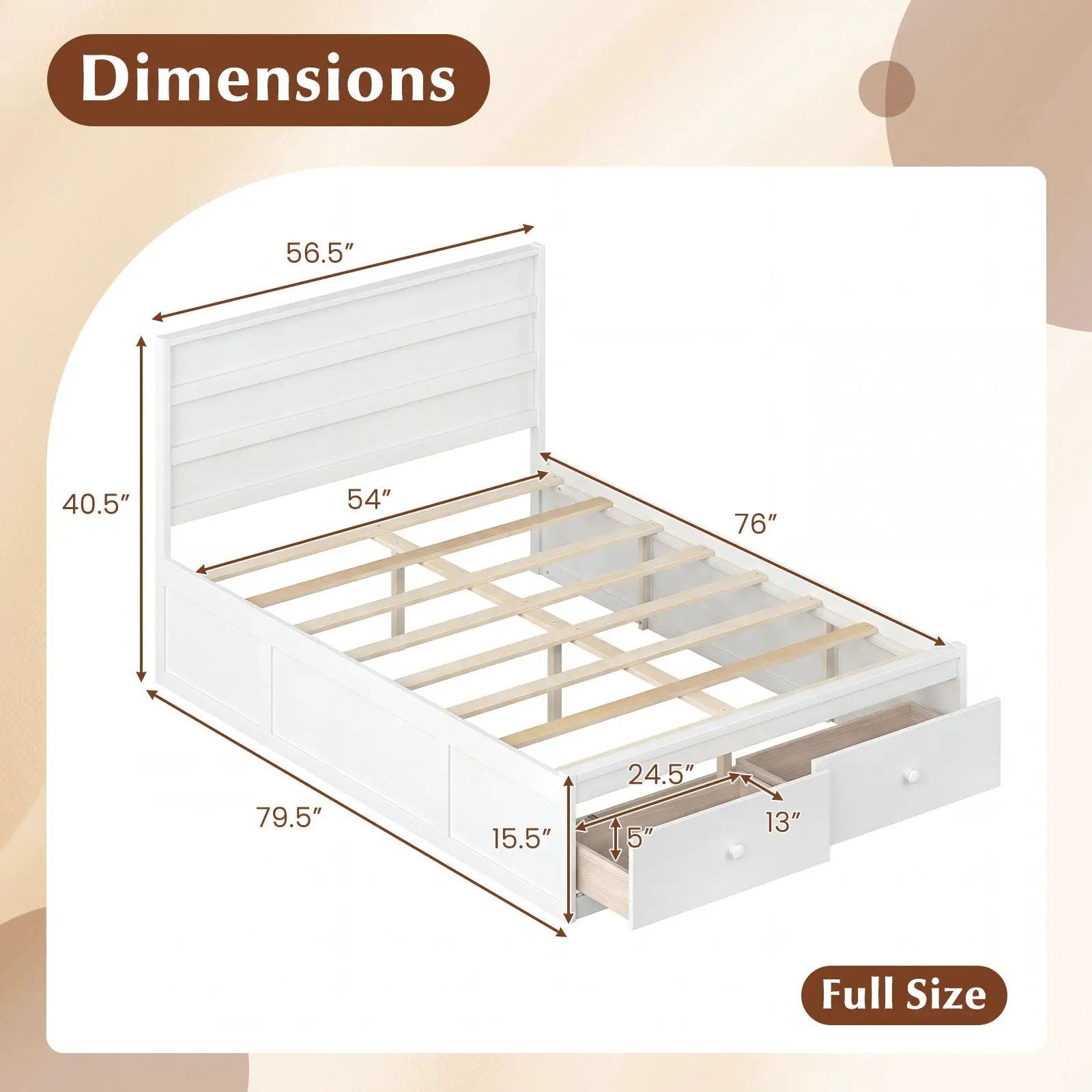 Full Size Wooden Platform Bed Frame with Storage Drawers by DirectDeals