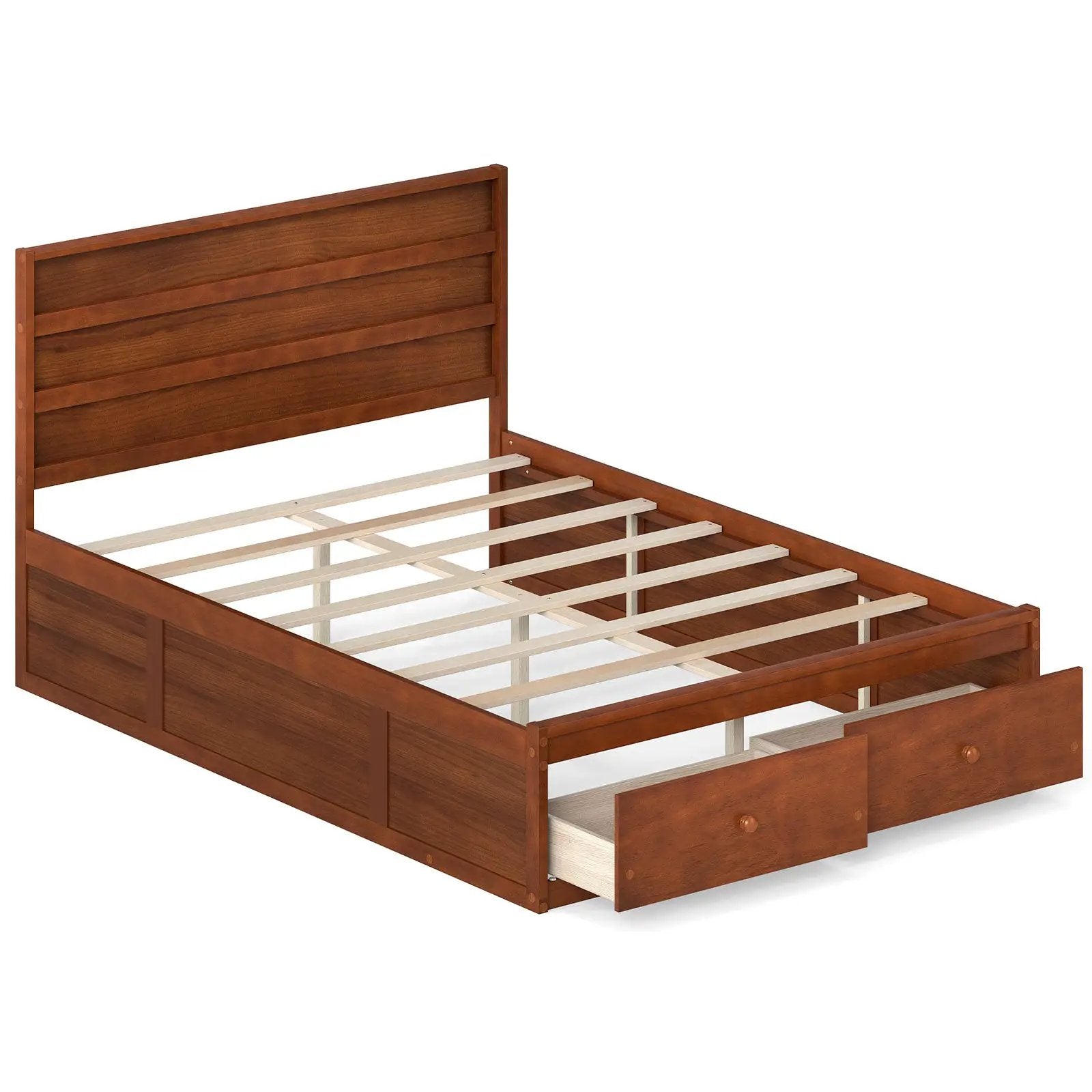 Full Size Wooden Platform Bed Frame with Storage Drawers by DirectDeals