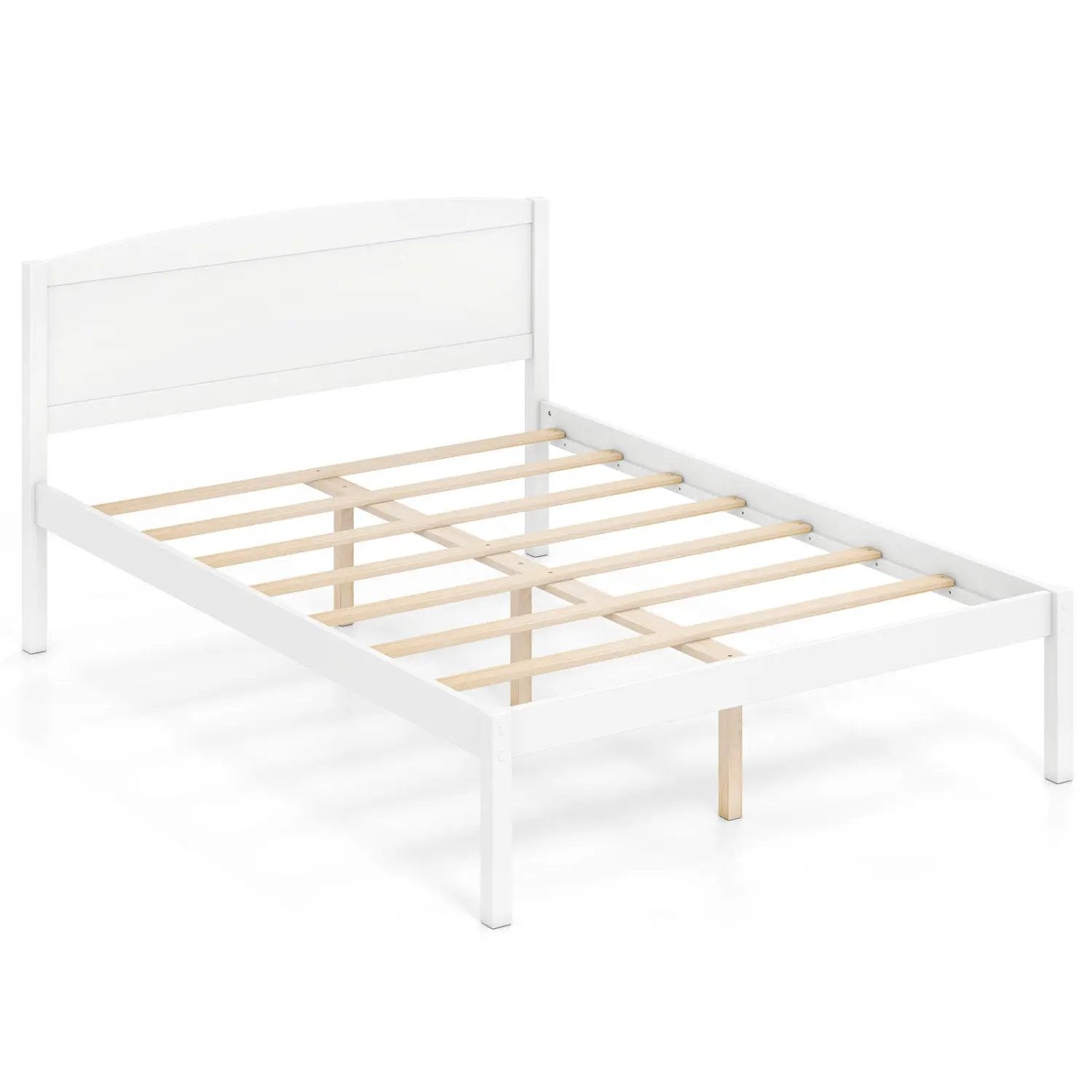 Full Size Wooden Platform Bed Frame with Curved Headboard by DirectDeals