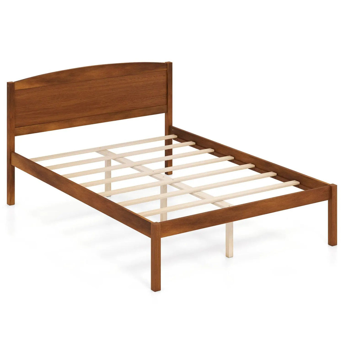 Full Size Wooden Platform Bed Frame with Curved Headboard by DirectDeals