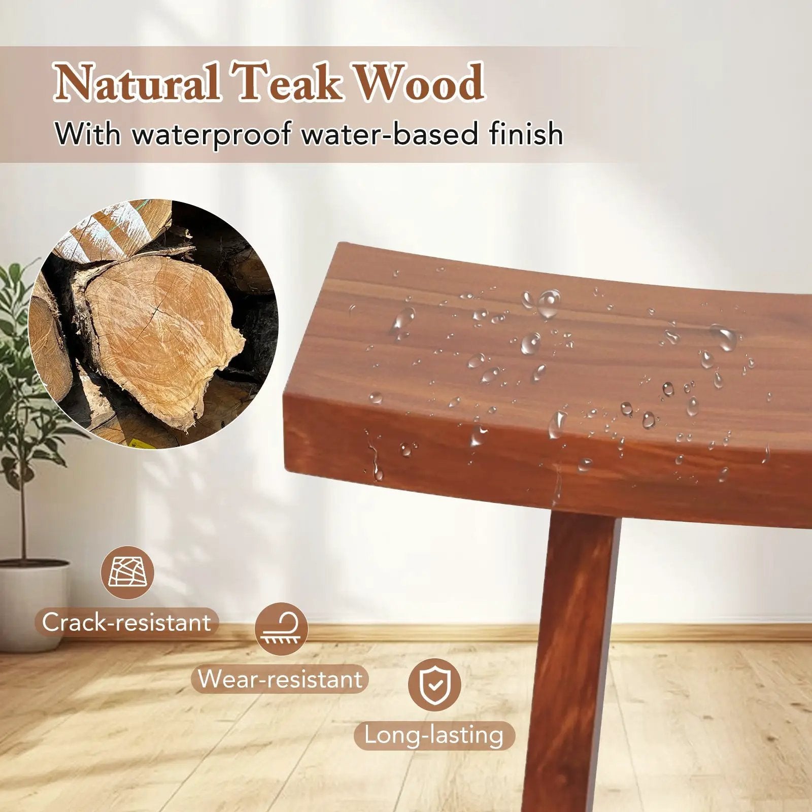20 Inch Fully Assembled Shower Stool with Curved Seat for Inside Shower by DirectDeals