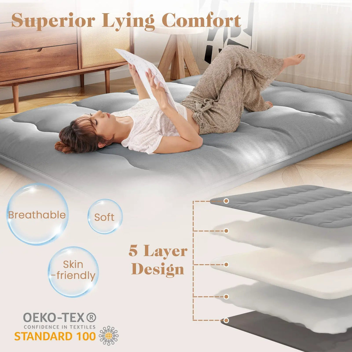 Futon Mattress with Washable Cover and Carry Bag, photo 5 of 11