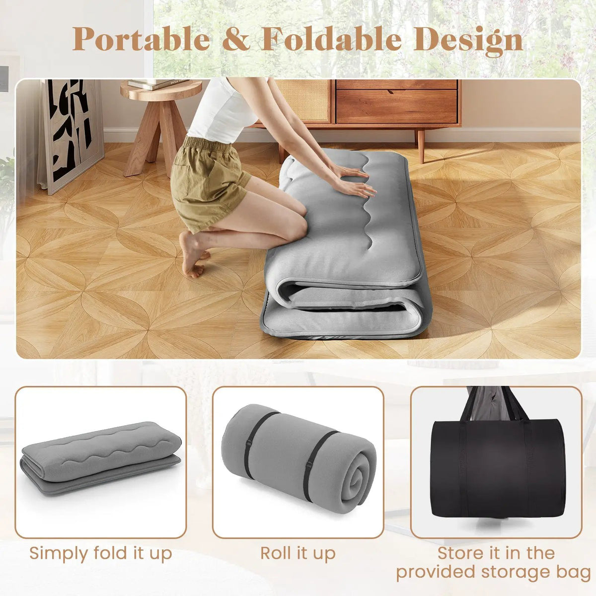 Futon Mattress with Washable Cover and Carry Bag, photo 6 of 11
