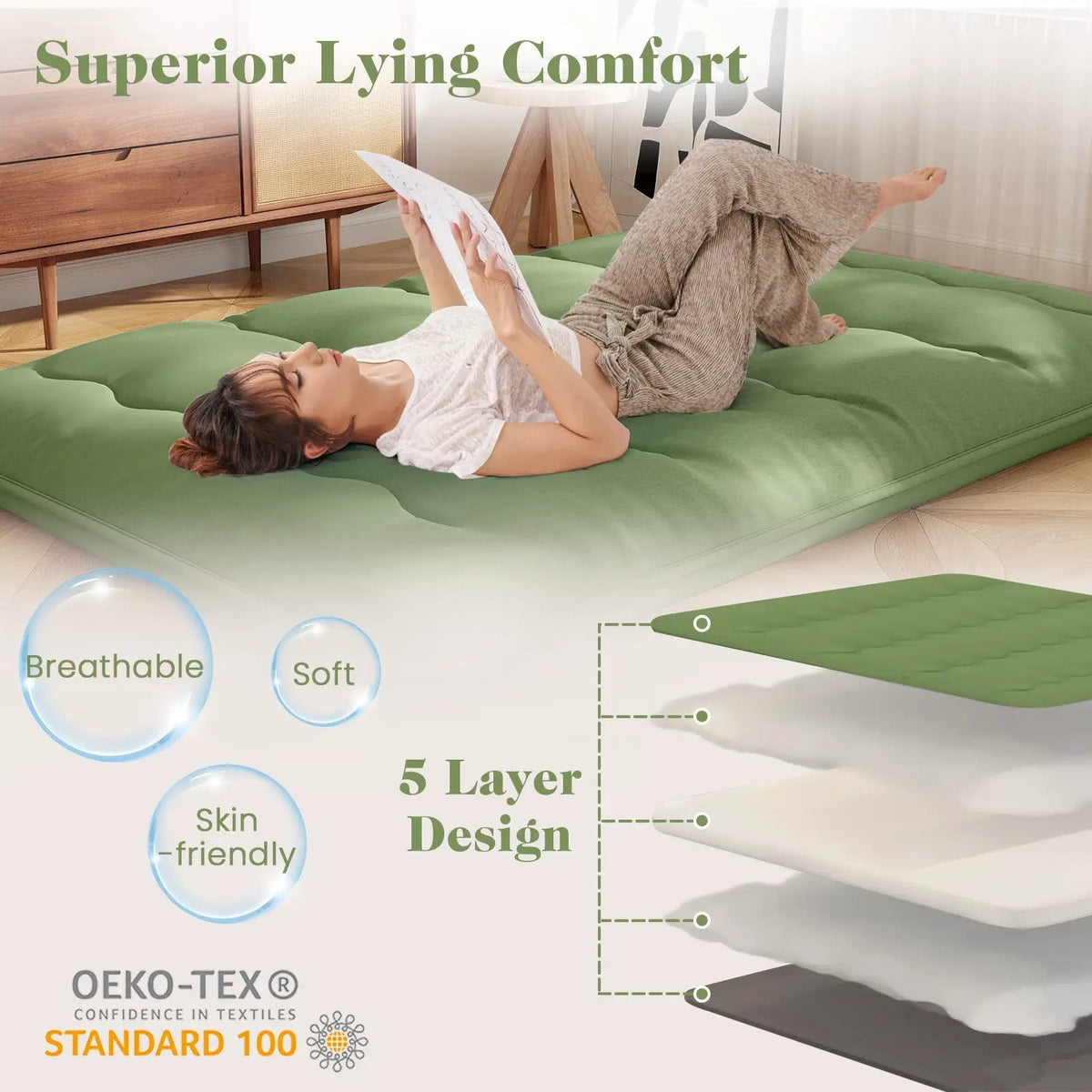 Floor Mattress with Washable Cover and Carry Bag, photo 5 of 11