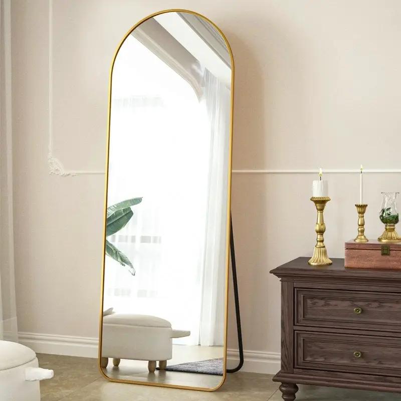 Gold Large Full Length Rounded Leaning Wall or Hanging Mirror by HomePacific