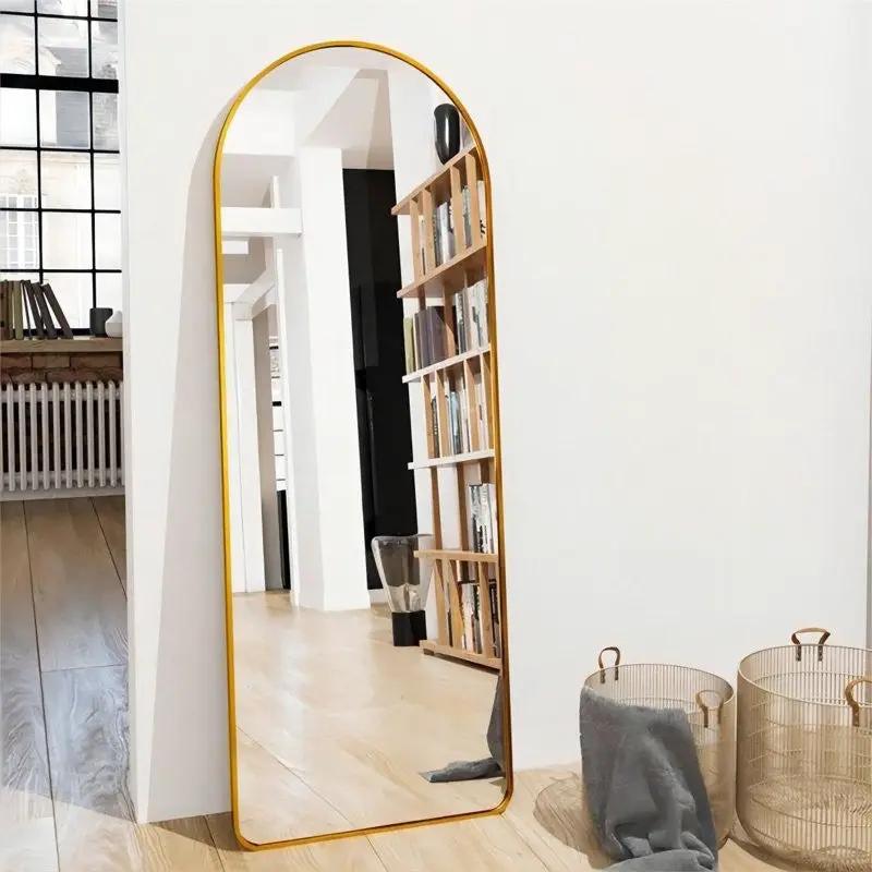 Gold Large Full Length Rounded Leaning Wall or Hanging Mirror by HomePacific