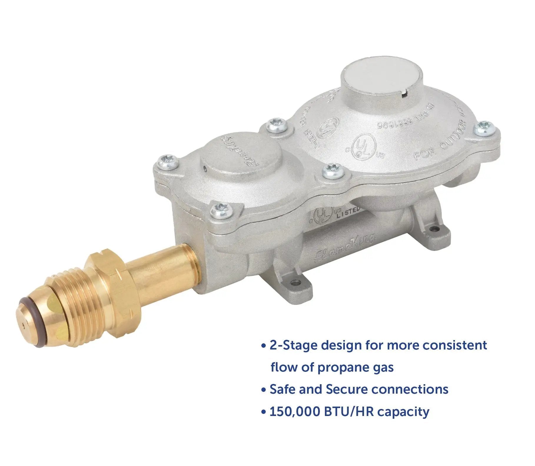 Flame King 2-Stage 150,000 BTU Propane LP Horizontal Super Compact Regulator by Flame King Products
