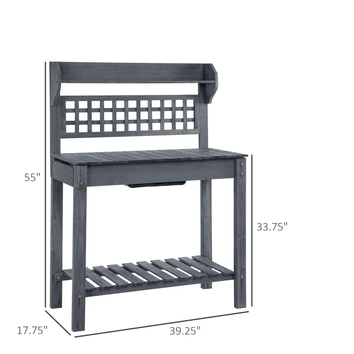 Outdoor Grey Wood Potting Bench Expandable Top with Food Grade Plastic Sink by HomePacific