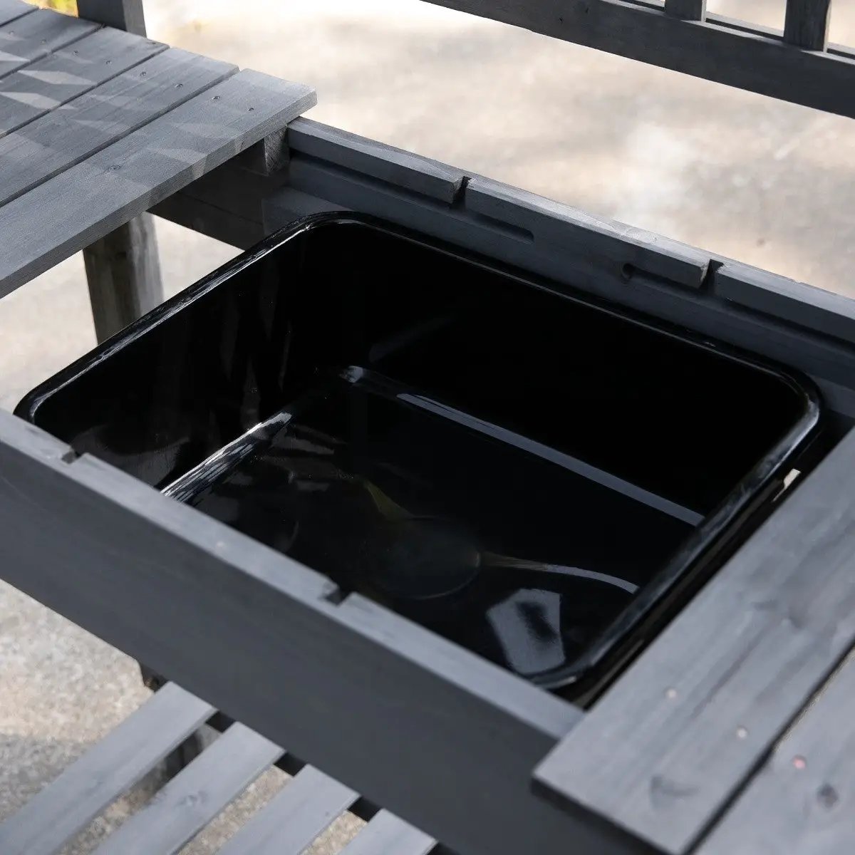 Outdoor Grey Wood Potting Bench Expandable Top with Food Grade Plastic Sink by HomePacific