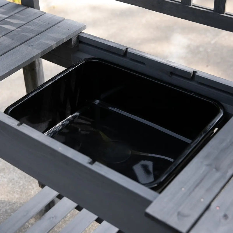 Outdoor Grey Wood Potting Bench Expandable Top with Food Grade Plastic Sink by HomePacific