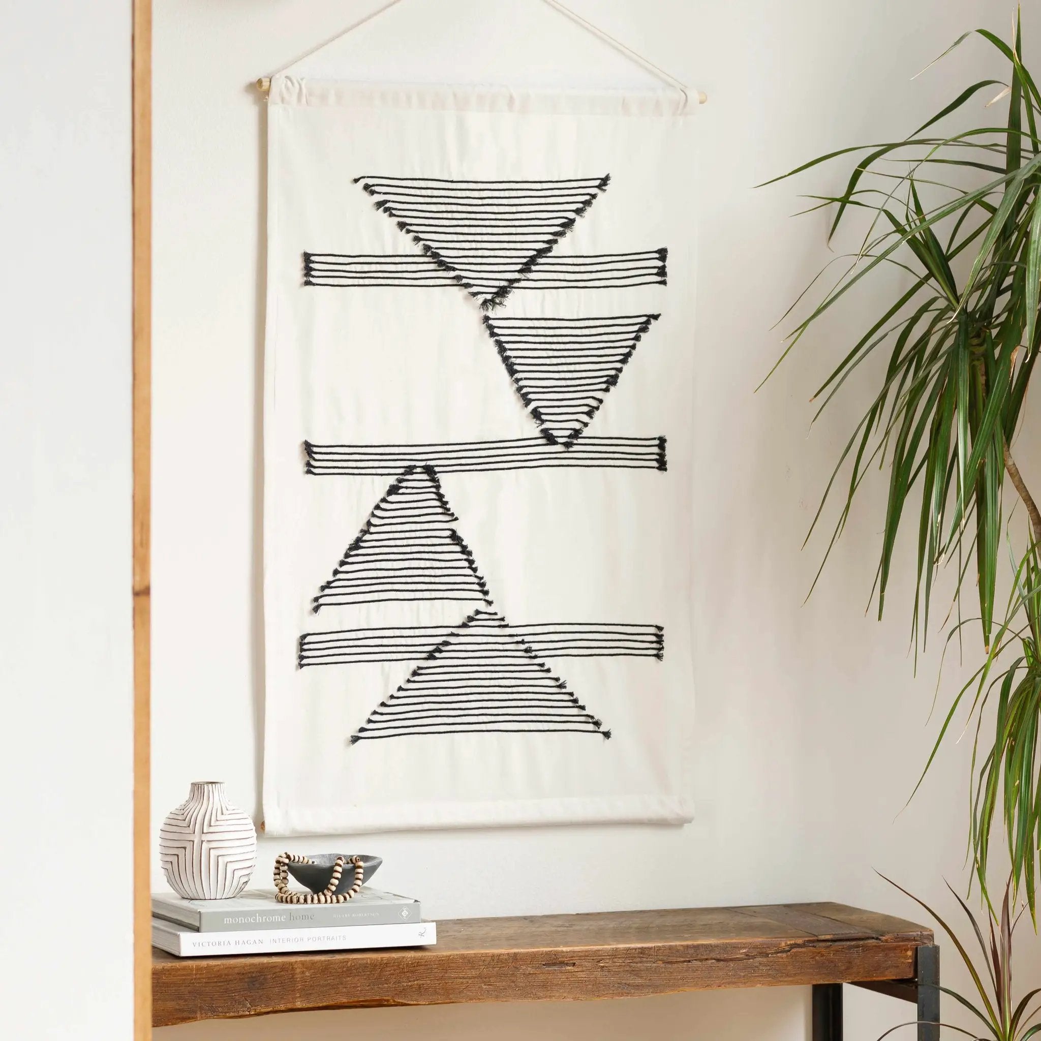 Garber Monochrome Geometric Wall Hanging by Boutique Rugs
