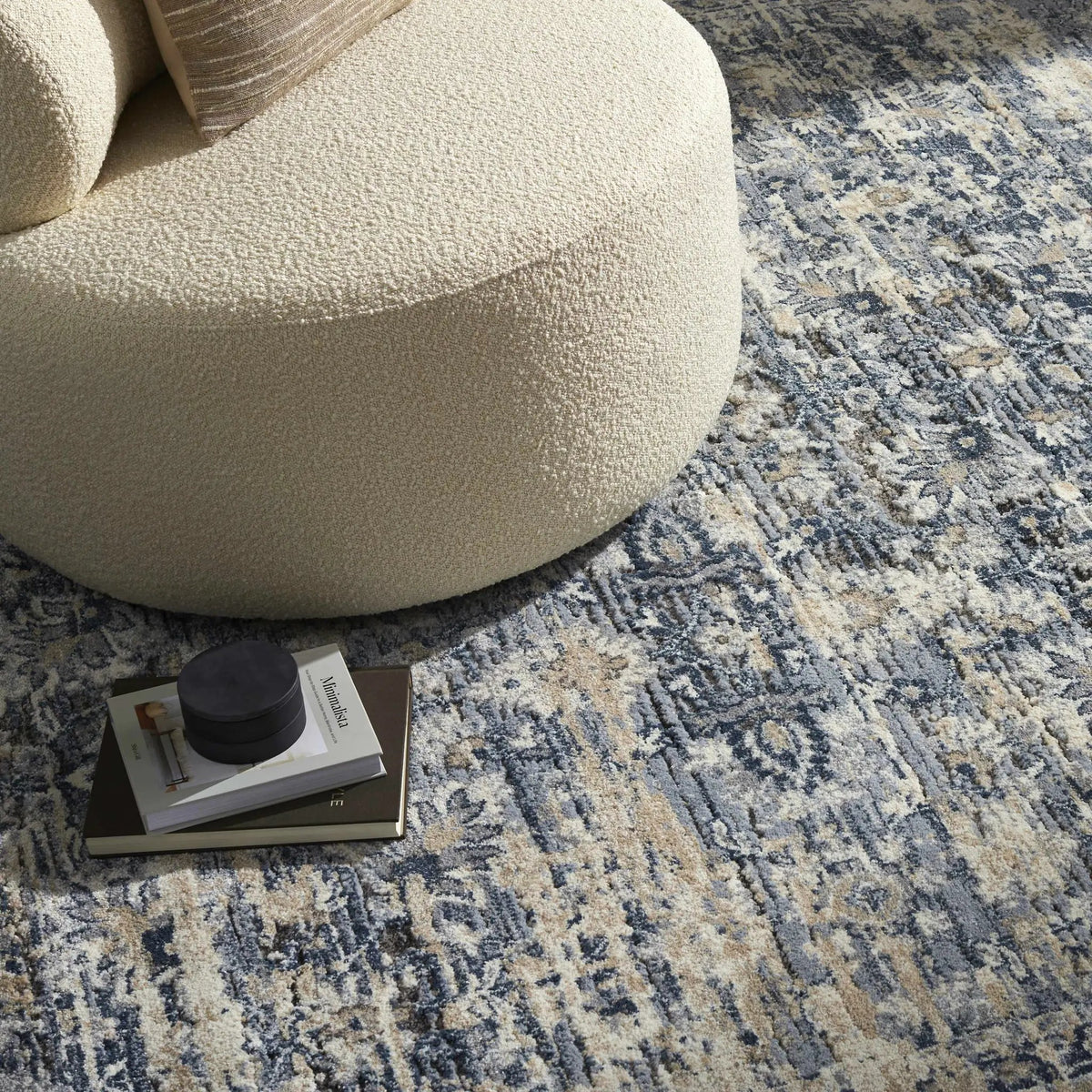 Talihina Denim Damask Area Rug, photo 6 of 7