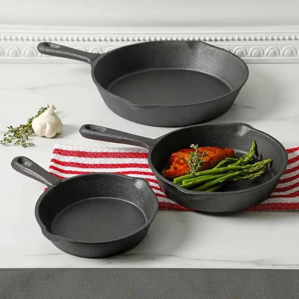 3-Piece Cast Iron Cookware Set with 8-inch 6-inch and 10-inch Skillet Frying Pan by HomePacific