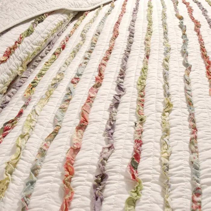 Twin size 100% Cotton Ruffle Stripes Quilt Set - Machine Washable by HomePacific