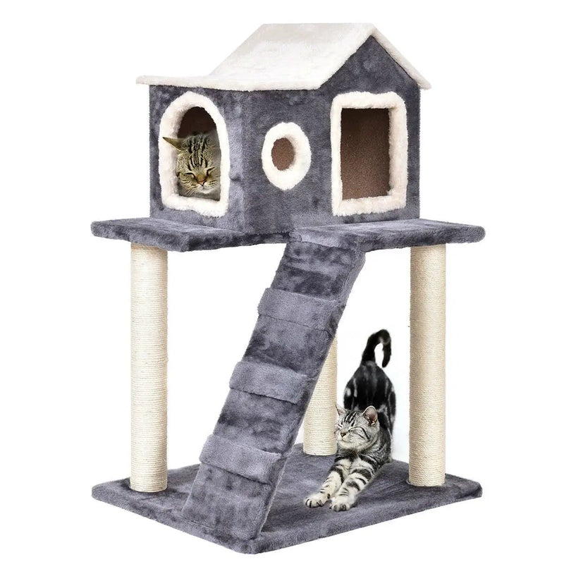 Gray 36 Inch Tower Condo Scratching Post Ladder Cat Tree House by HomePacific