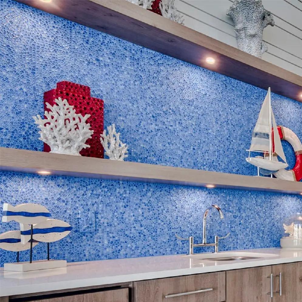 Blue 12x12 Glossy Multi-shaped Glass Mosaic Tile (5 pack, 4.83 sq ft/case) by Apollo Tile