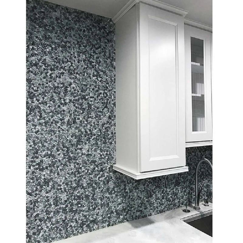 Gray 12x12 Glossy Multi-shaped Glass Mosaic Tile (5 pack, 4.83 sq ft/case) by Apollo Tile