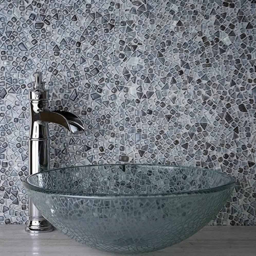 Gray 12x12 Glossy Multi-shaped Glass Mosaic Tile (5 pack, 4.83 sq ft/case) by Apollo Tile