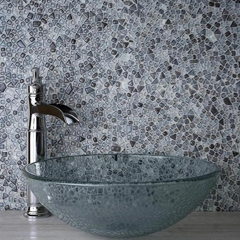 Gray 12x12 Glossy Multi-shaped Glass Mosaic Tile (5 pack, 4.83 sq ft/case) by Apollo Tile