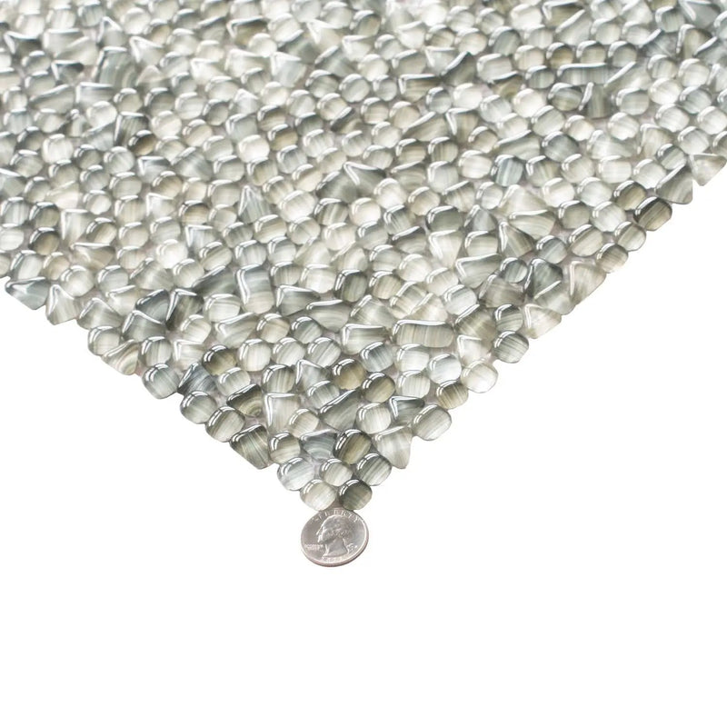 Gray 12x12 Glossy Multi-shaped Glass Mosaic Tile (5 pack, 4.83 sq ft/case) by Apollo Tile