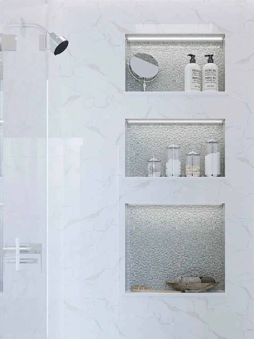 White 11x11 Glossy Matte Multi-shaped Glass Mosaic Tile (5 pack, 4.36 sq ft/case) by Apollo Tile
