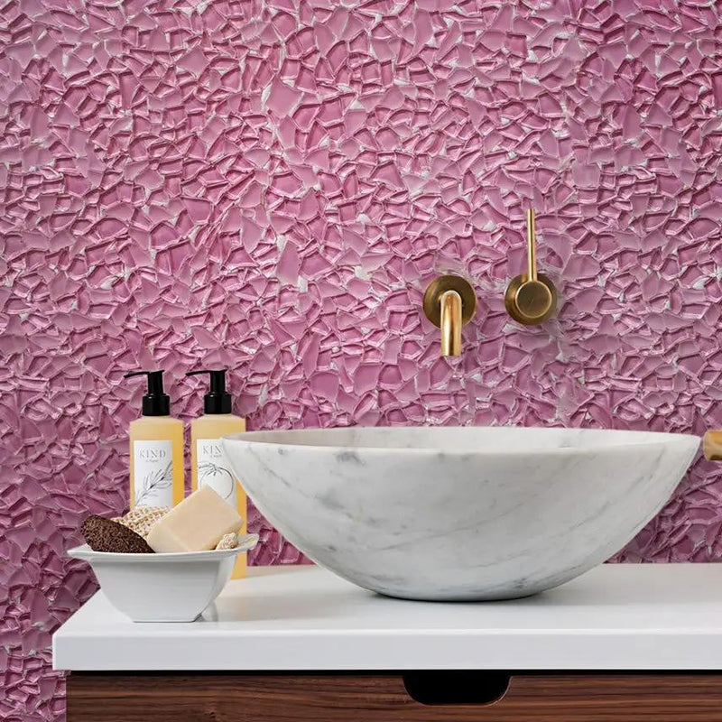 Orchid Pink 11x11 Glossy Matte Multi-shaped Glass Mosaic Tile (5 pack, 4.36 sq ft/case) by Apollo Tile