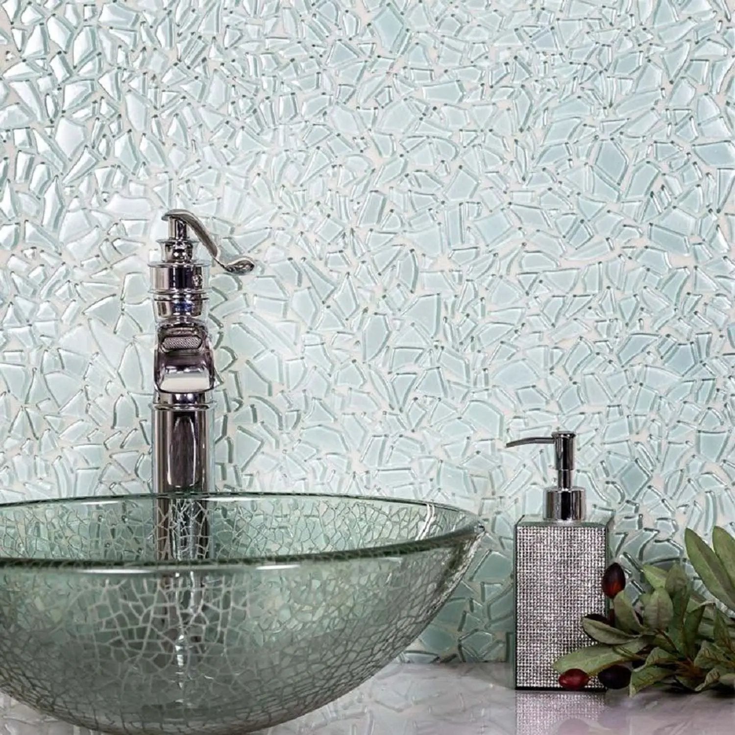 Tiffany Blue 11x11 Glossy Matte Multi-shaped Glass Mosaic Tile (5 pack, 4.36 sq ft/case) by Apollo Tile