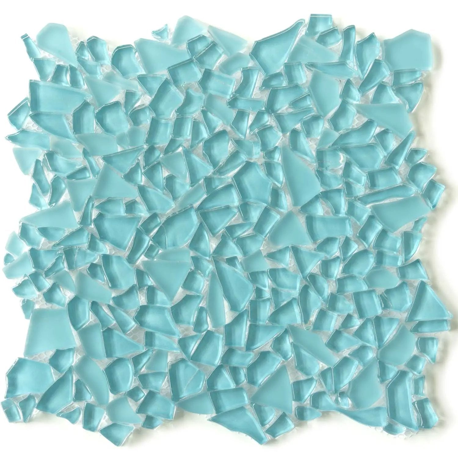 Sky Blue 11x11 Glossy Matte Multi-shaped Glass Mosaic Tile (5 pack, 4.36 sq ft/case) by Apollo Tile