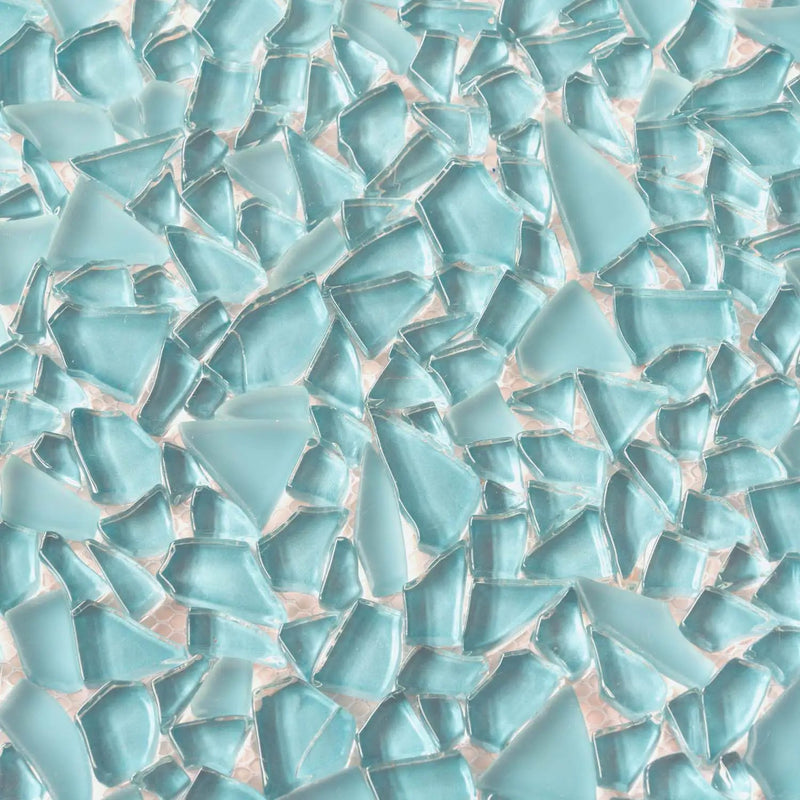 Sky Blue 11x11 Glossy Matte Multi-shaped Glass Mosaic Tile (5 pack, 4.36 sq ft/case) by Apollo Tile