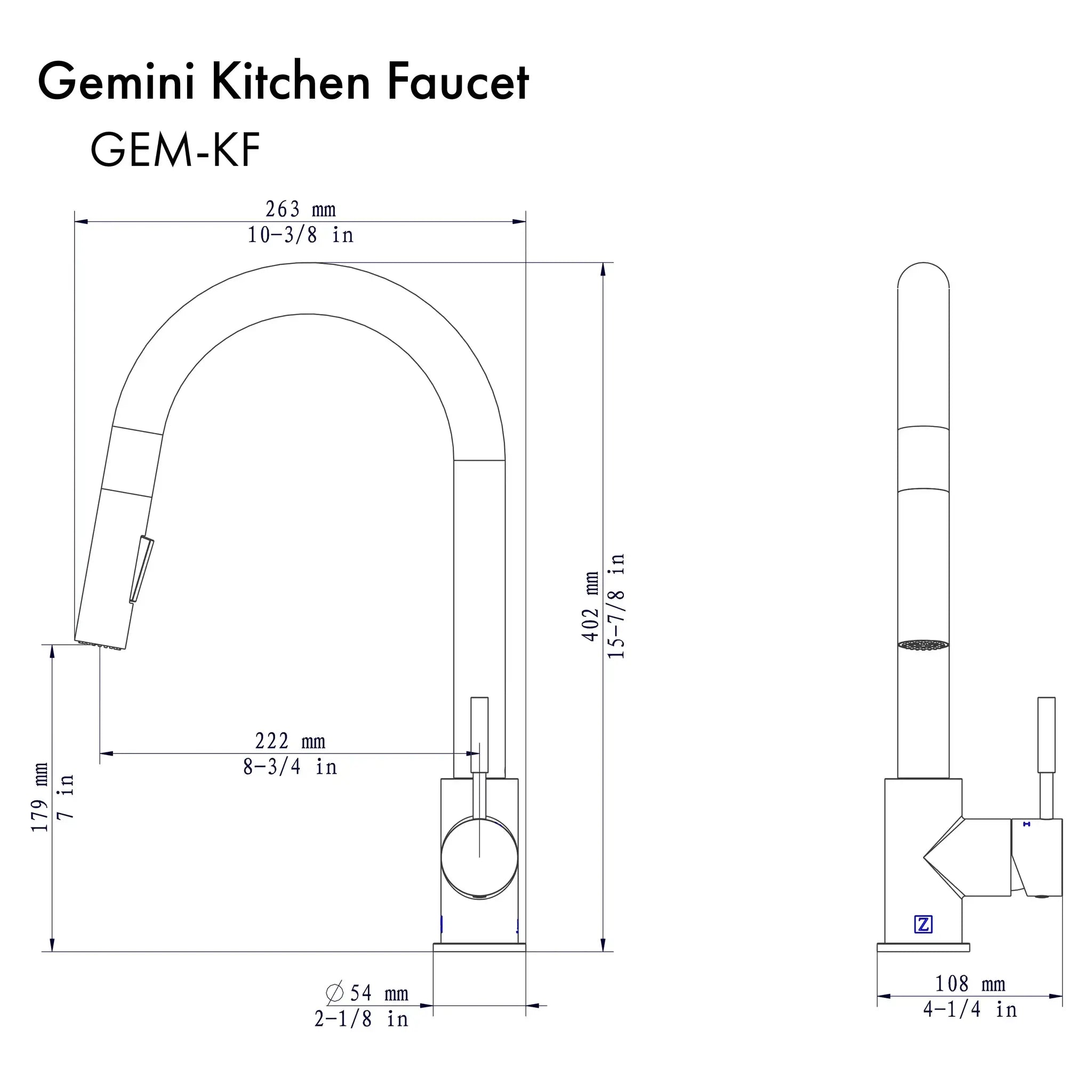 ZLINE Gemini Kitchen Faucet, GEM-KF-PG by Farmhouse Kitchen and Bath
