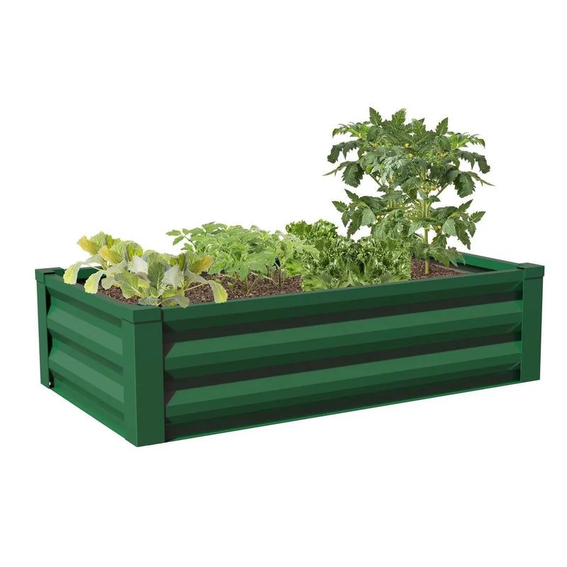 Green Powder Coated Metal Raised Garden Bed Planter Made In USA by HomePacific