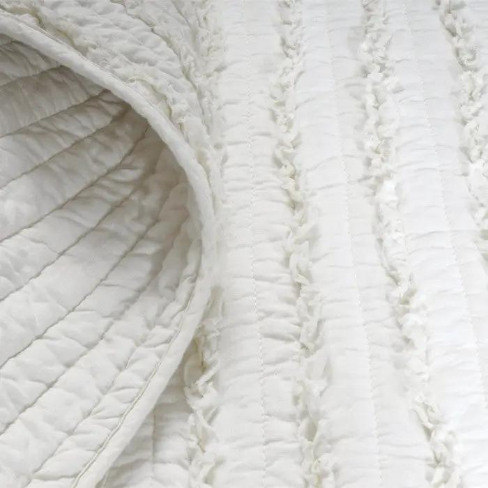 Twin Oversized 3-Piece Quilt Set White 100% Cotton Ruffles Pre-Washed by HomePacific