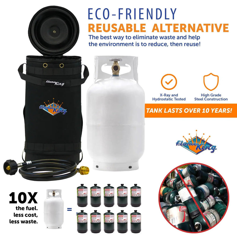 Flame King Propane Gas Hauler Kit 10lb Propane Tank, Adapter Hose and Insulated Protective Carry Case by Flame King Products