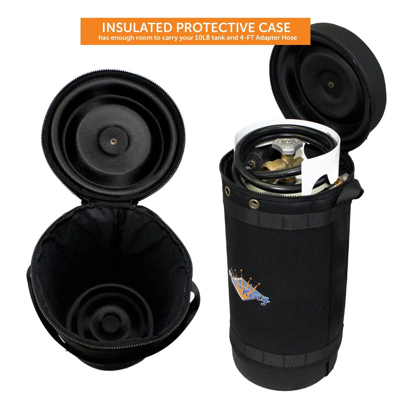 Flame King Propane Gas Hauler Kit 10lb Propane Tank, Adapter Hose and Insulated Protective Carry Case by Flame King Products