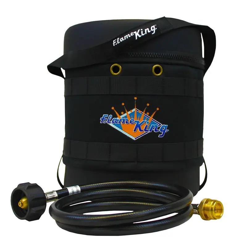 Flame King Propane Gas Hauler Kit-Insulated Protective Carry Case for 3lb Propane Tank plus Adapter Hose by Flame King Products