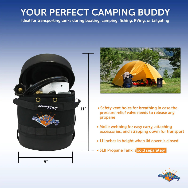 Flame King Propane Gas Hauler Kit-Insulated Protective Carry Case for 3lb Propane Tank plus Adapter Hose by Flame King Products