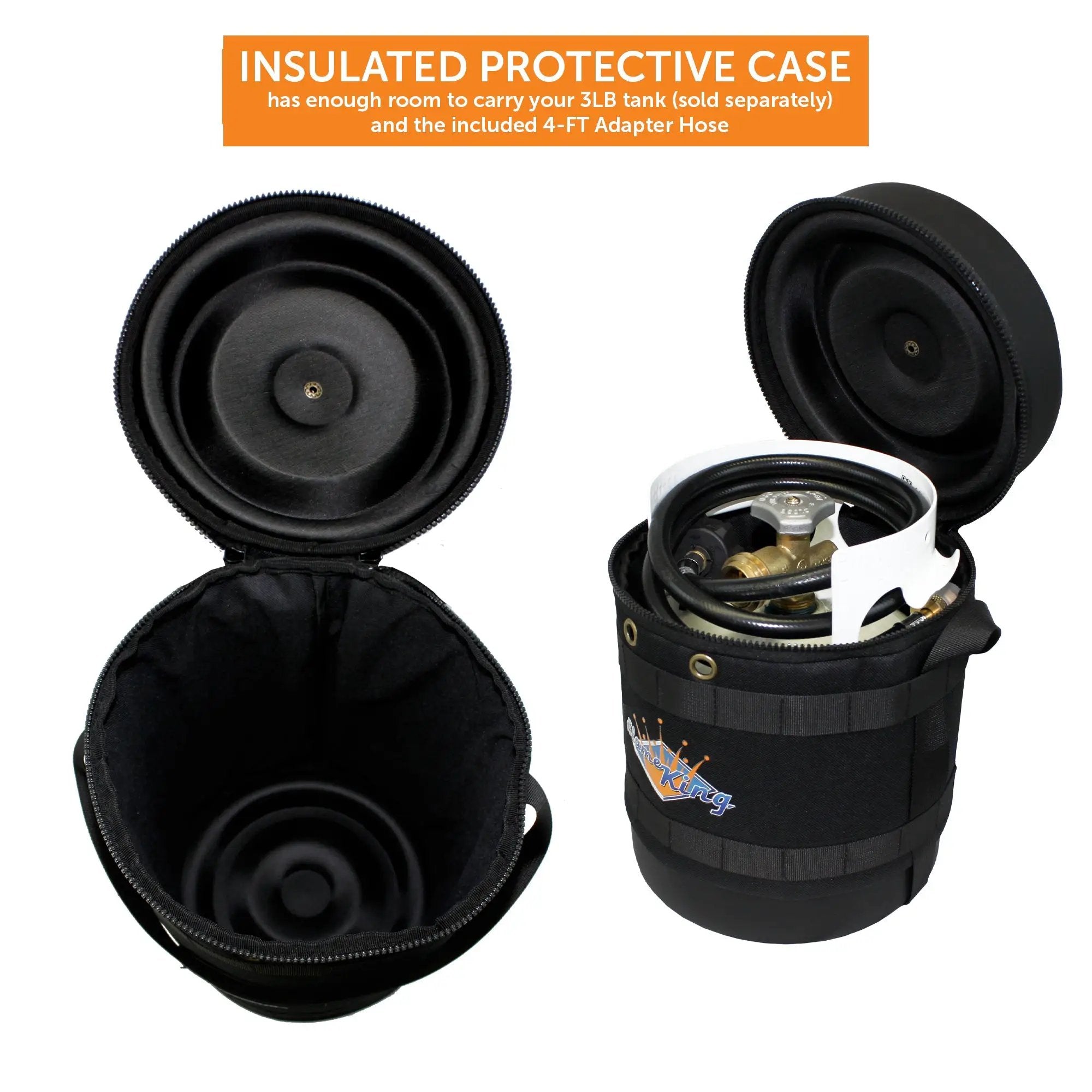 Flame King Propane Gas Hauler Kit-Insulated Protective Carry Case for 3lb Propane Tank plus Adapter Hose by Flame King Products