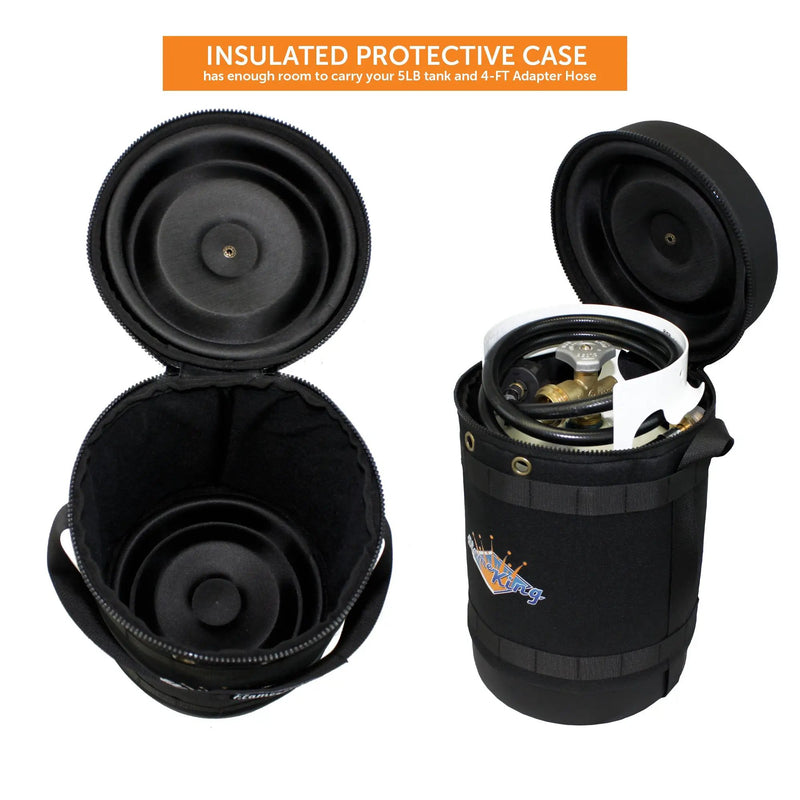 Flame King Propane Gas Hauler Kit 5lb Propane Tank, Adapter Hose and Insulated Protective Carry Case by Flame King Products