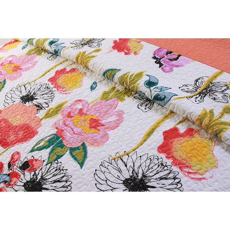 Full / Queen Cotton Quilt Set Multi-Color Floral Pattern by HomePacific