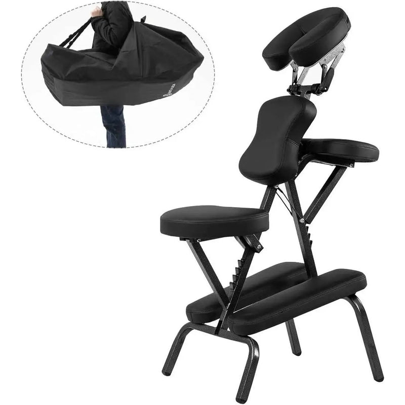 Black Portable Massage Tattoo Chair with Carrying Bag by HomePacific