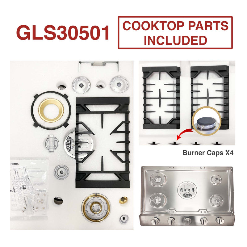 36" Stainless Steel Tri-Ring Gas Cooktop Series | GLS36502, photo 5 of 10