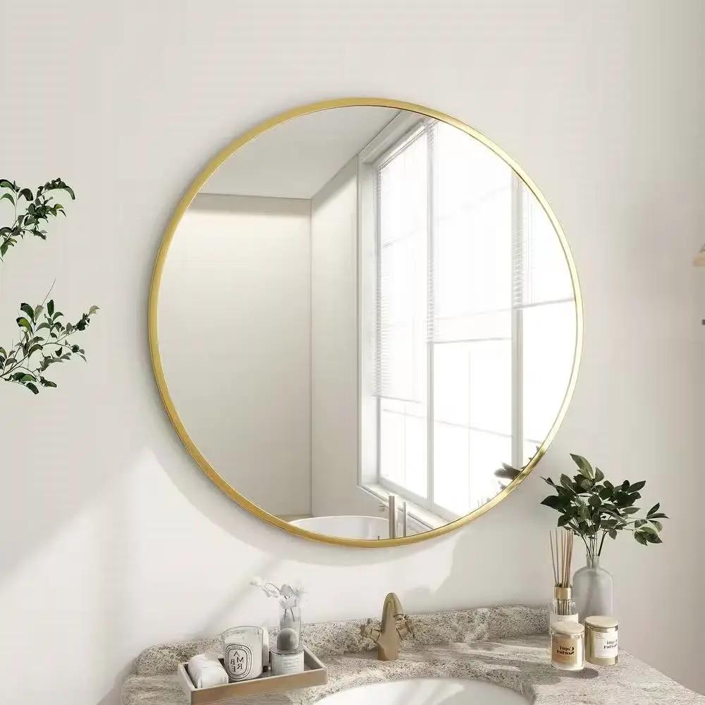 Round 30-inch Circular Bathroom Wall Mirror with Gold Frame by HomePacific