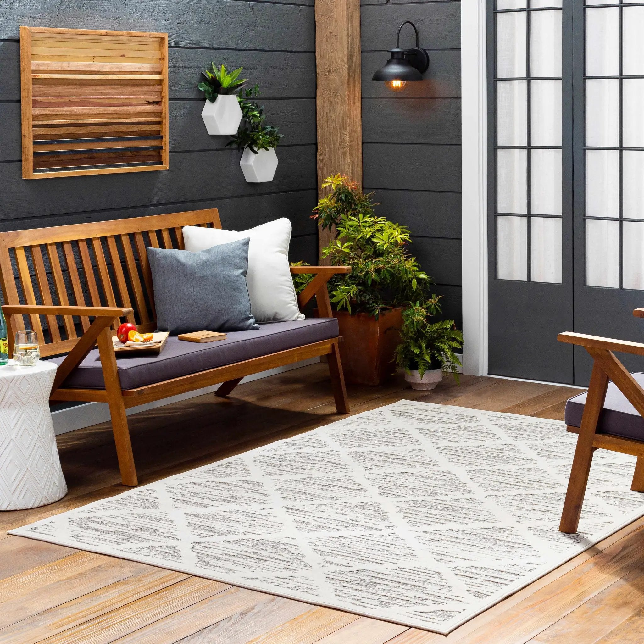 Gambang 3D Trellis Outdoor Area Rug - Clearance by Boutique Rugs